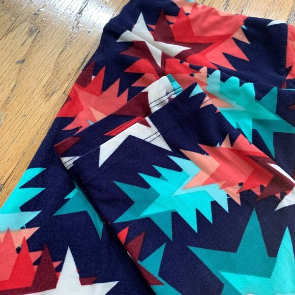 Colorful Geometric Star Print Womens Leggings One Size By LuLaRoe Soft & Stretch - Picture 3 of 5
